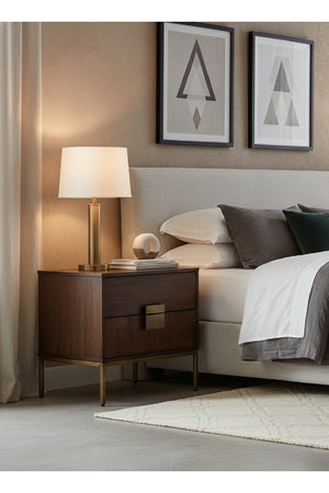 Modern European furniture - Acacia Wood 2-Drawer Nightstand - www.oroa.com