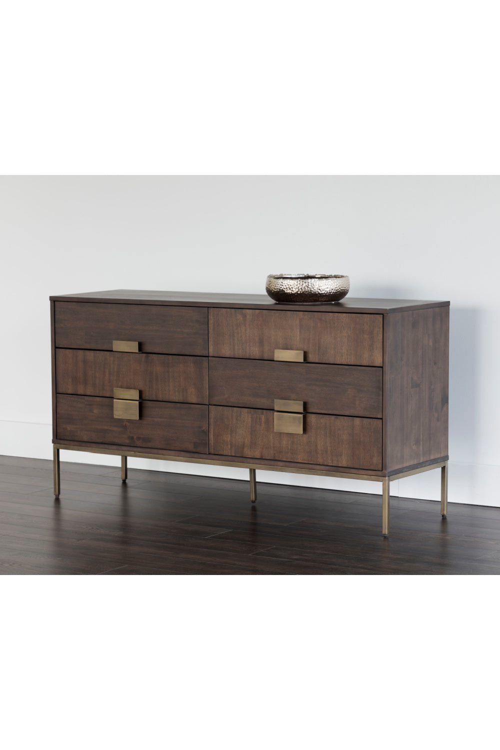 Modern European furniture - Dark Acacia Veneer 6-Drawer Dresser - www.oroa.com
