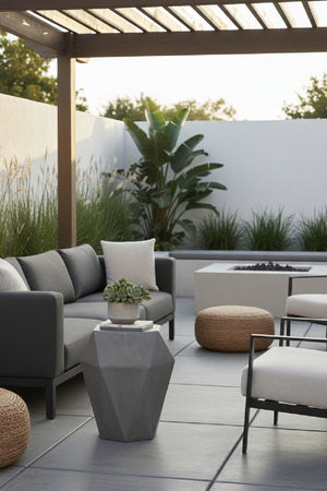   Modern European furniture - Gray Faceted Indoor/Outdoor End Table - www.oroa.com | Oroa.com