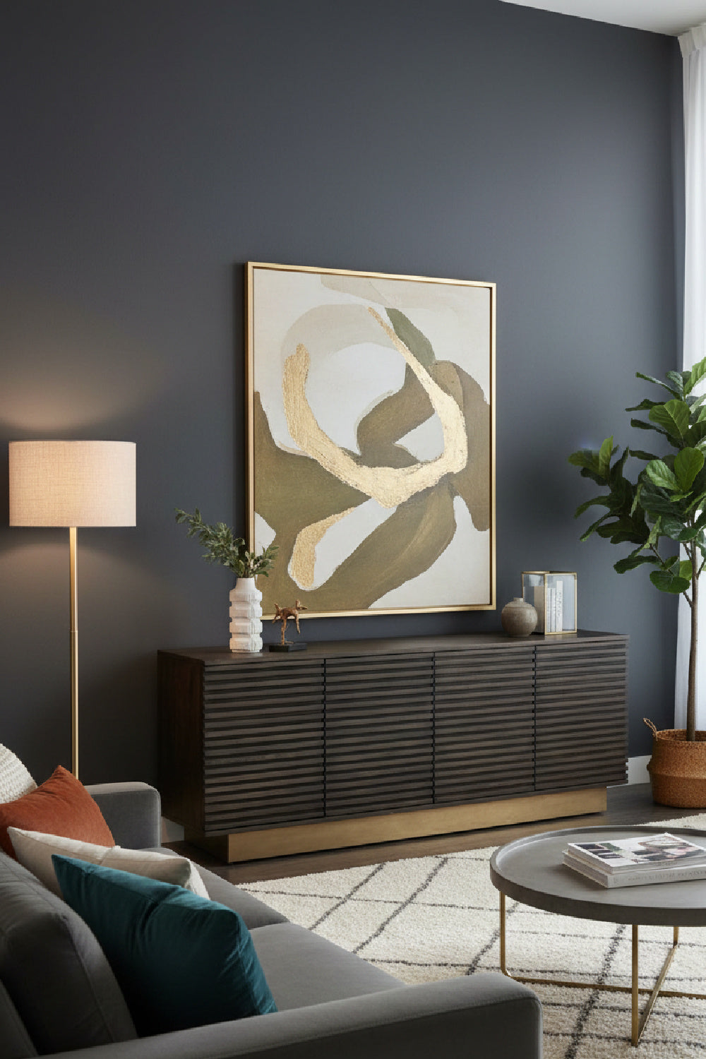   Modern European furniture - Brown Oak Fluted 4-Door Sideboard - www.oroa.com | Oroa.com