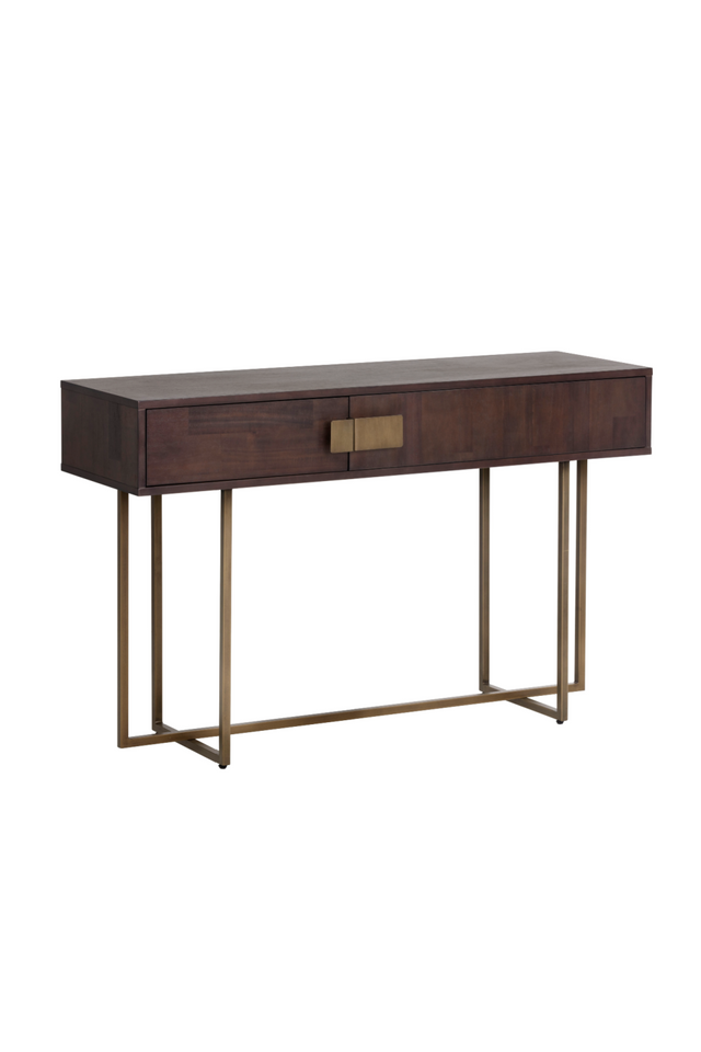 Modern European furniture - Brown Wooden 2-Drawer Console Table - www.oroa.com