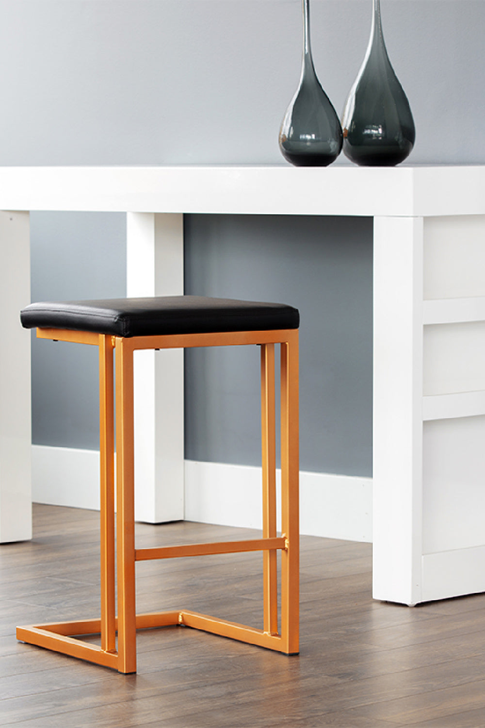   Modern European furniture - Black Leather Look Counter Stools (2) - www.oroa.com | Oroa.com