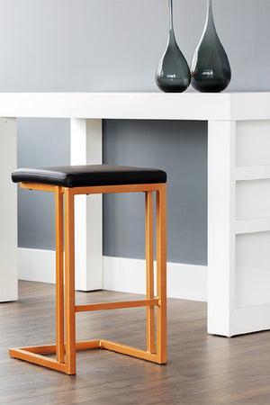   Modern European furniture - Black Leather Look Counter Stools (2) - www.oroa.com | Oroa.com