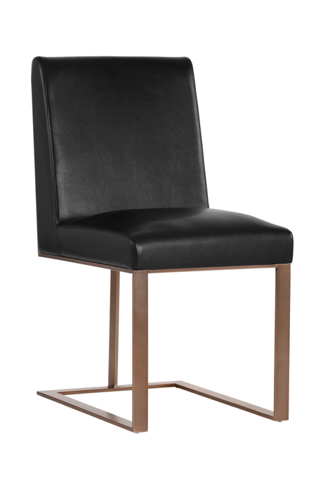 Modern European furniture - Black Leather Cantilevered Dining Chair - www.oroa.com