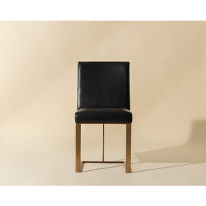 Modern European furniture - Black Leather Cantilevered Dining Chair - www.oroa.com