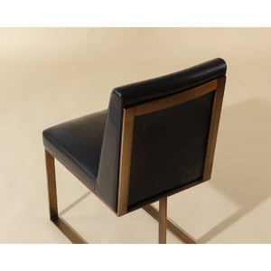 Modern European furniture - Black Leather Cantilevered Dining Chair - www.oroa.com
