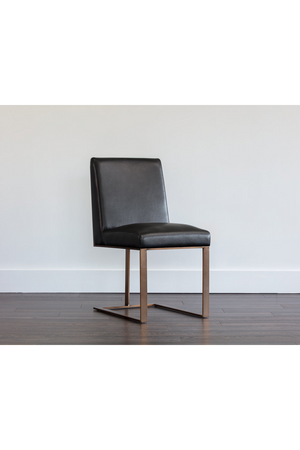 Modern European furniture - Black Leather Cantilevered Dining Chair - www.oroa.com