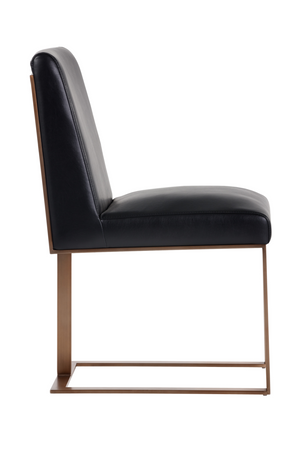 Modern European furniture - Black Leather Cantilevered Dining Chair - www.oroa.com