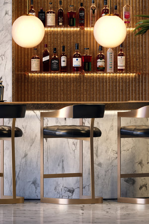 Modern European furniture - Antique Brass Framed Bar Stool - www.oroa.com