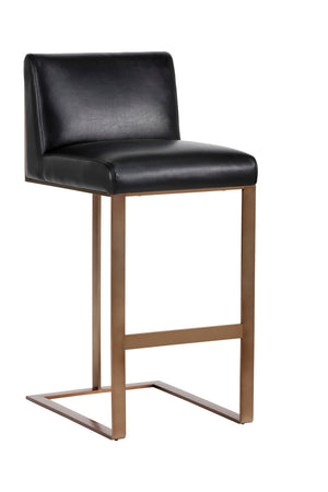 Modern European furniture - Black Leather Cantilevered Bar Stool  - www.oroa.com