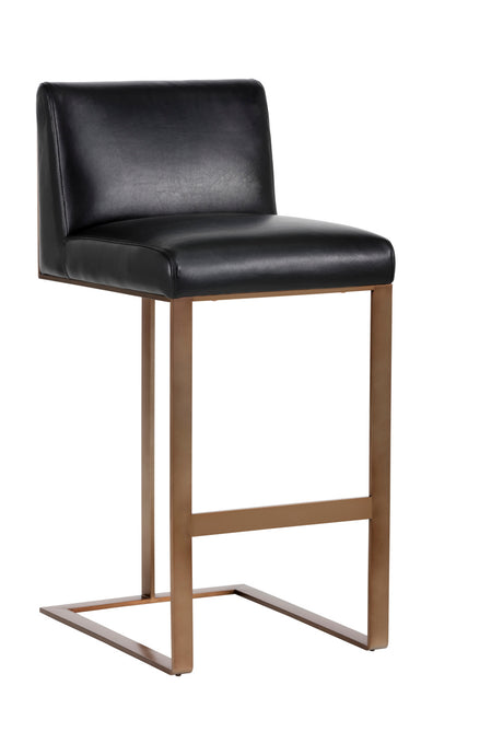 Modern European furniture - Black Leather Cantilevered Bar Stool  - www.oroa.com