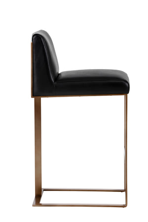 Modern European furniture - Black Leather Cantilevered Bar Stool  - www.oroa.com