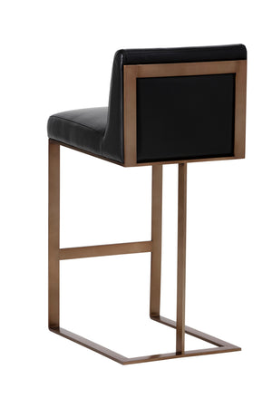 Modern European furniture - Black Leather Cantilevered Bar Stool  - www.oroa.com