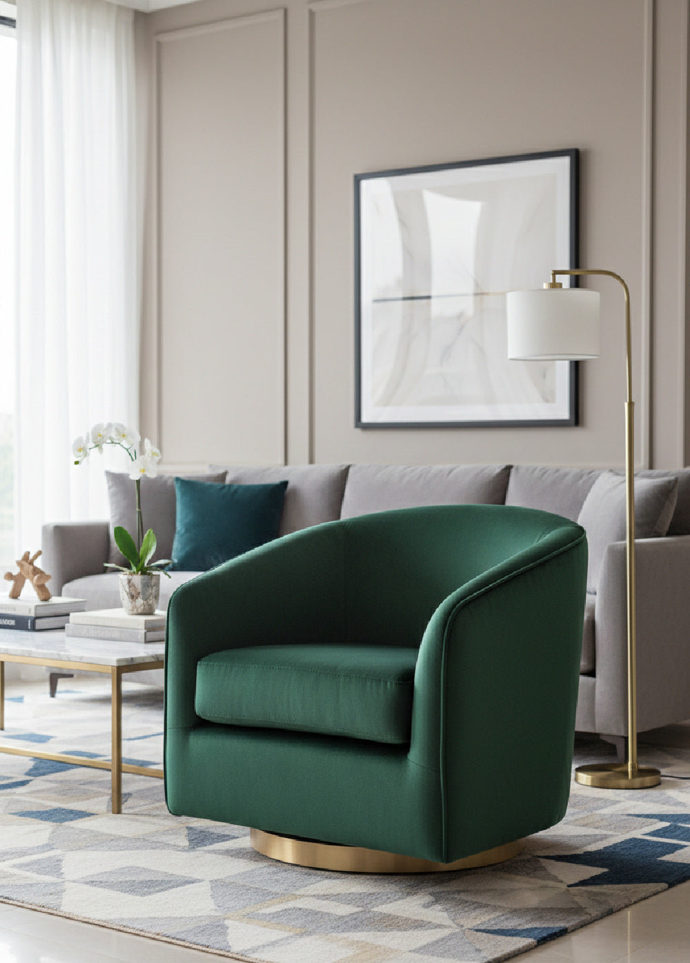 Modern European furniture - Curved Swivel Lounge Chair - www.oroa.com