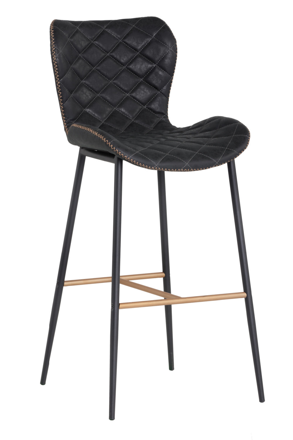 Modern European furniture - Diamond-Stitched Leather Look Bar Stools (2) - www.oroa.com
