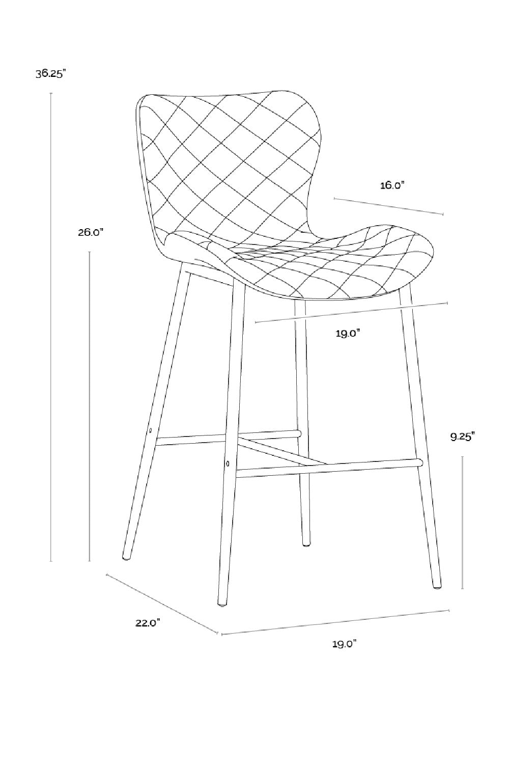 Modern European furniture - Leather-Look Diamond-Stitched  Counter Stools (2) - www.oroa.com