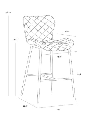 Modern European furniture - Leather-Look Diamond-Stitched  Counter Stools (2) - www.oroa.com