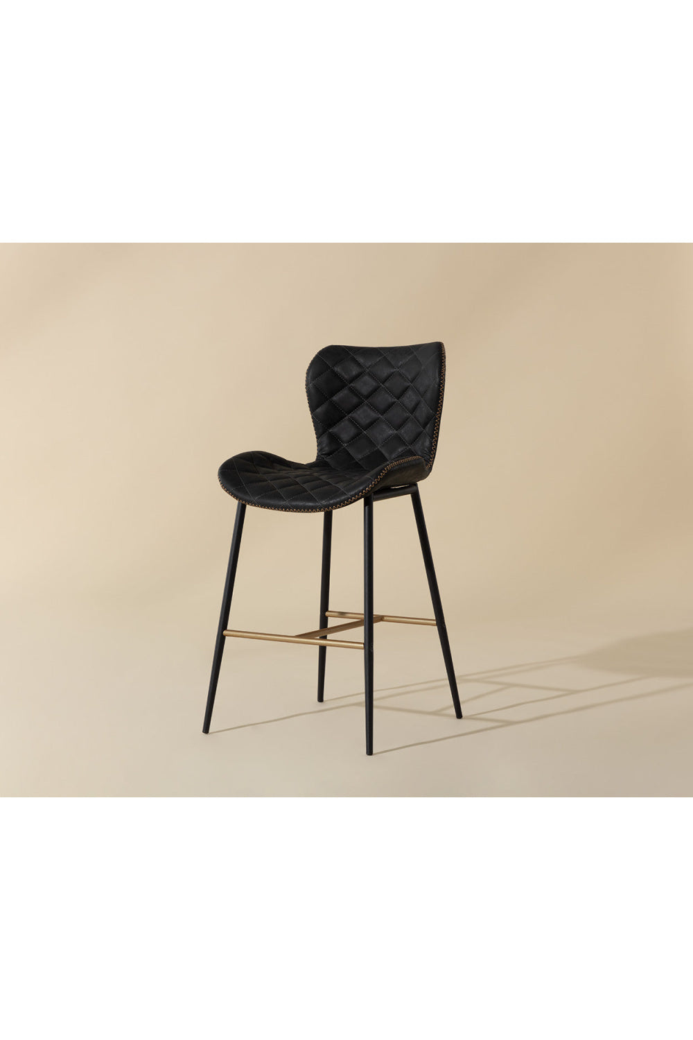 Modern European furniture - Leather-Look Diamond-Stitched  Counter Stools (2) - www.oroa.com