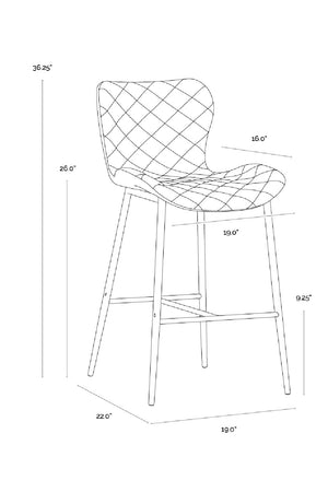 Modern European furniture - Leather-Look Diamond-Stitched  Counter Stools (2) - www.oroa.com