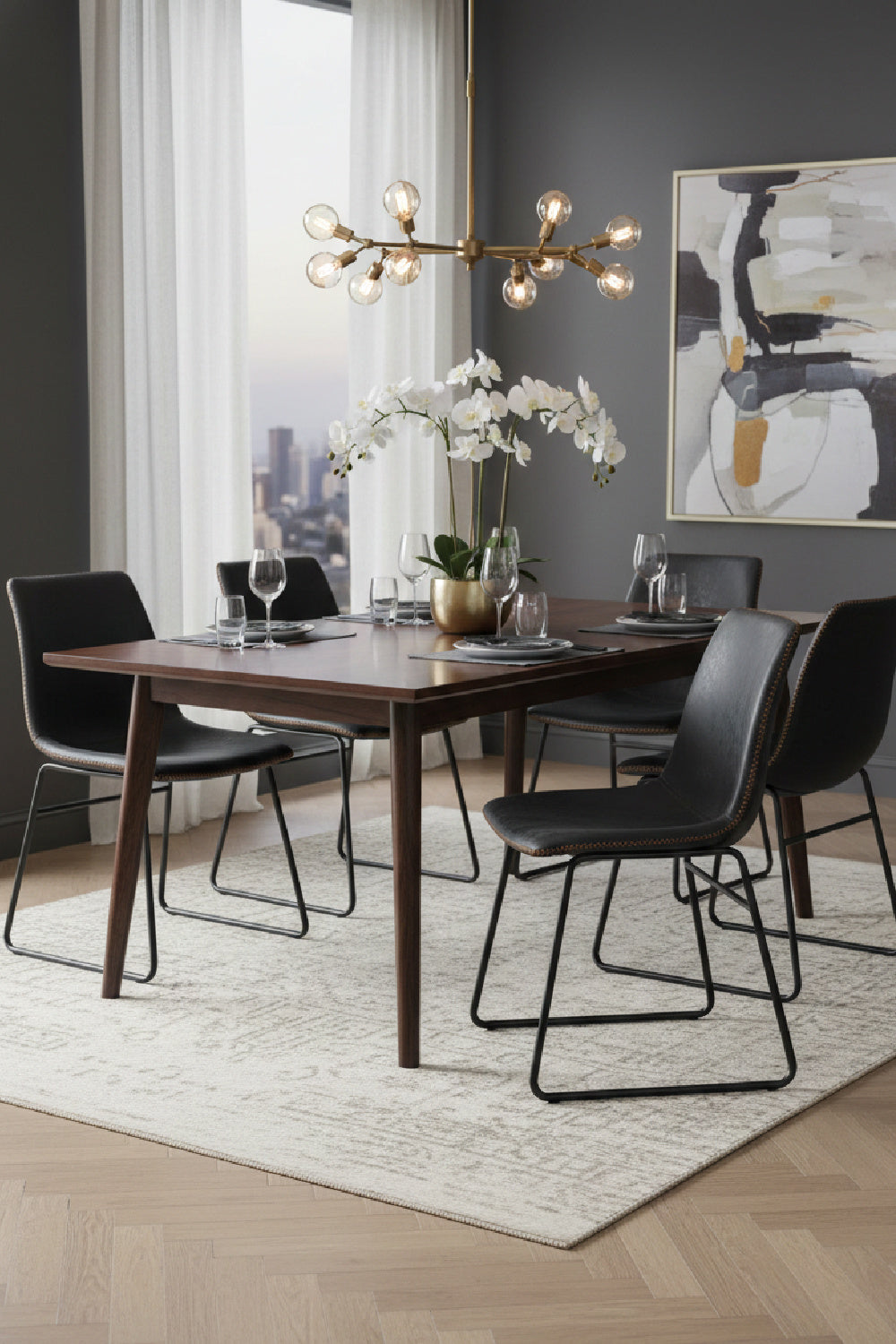 Modern European furniture - Leather Look Mid-Century Dining Chairs (2) - www.oroa.com
