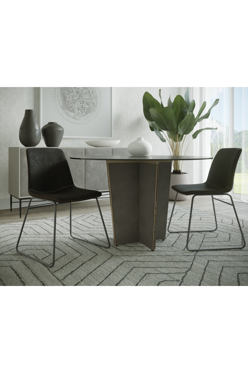 Modern European furniture - Leather Look Mid-Century Dining Chairs (2) - www.oroa.com