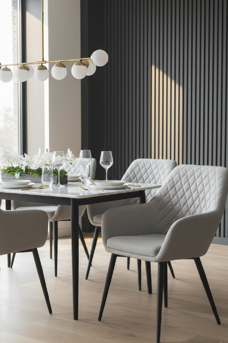 Modern European furniture - Gray Diamond-Tufted Dining Armchair  - www.oroa.com