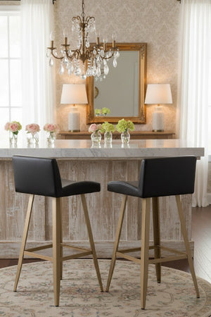 Modern European furniture - Black Leather Look Counter Stool - www.oroa.com