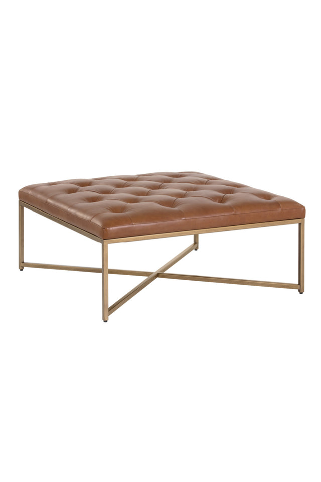 Modern European furniture - Brown Leather Button-Tufted Ottoman - www.oroa.com