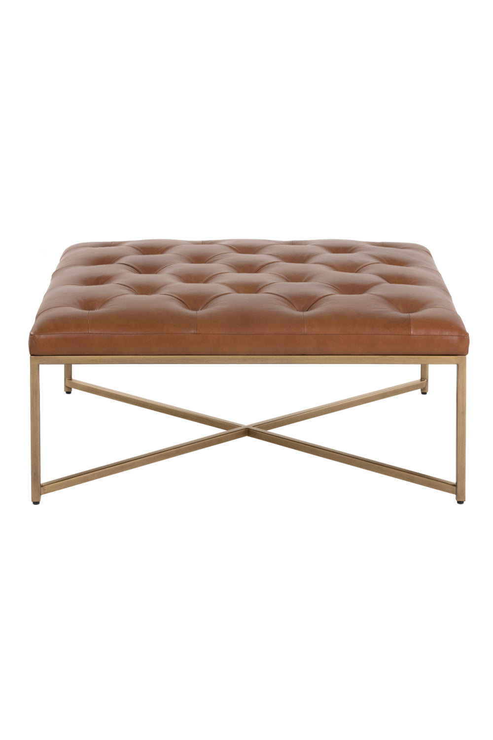 Modern European furniture - Brown Leather Button-Tufted Ottoman - www.oroa.com