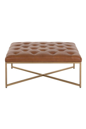 Modern European furniture - Brown Leather Button-Tufted Ottoman - www.oroa.com