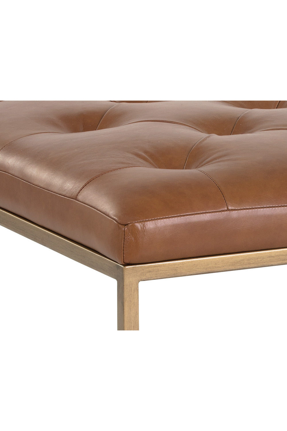 Modern European furniture - Brown Leather Button-Tufted Ottoman - www.oroa.com