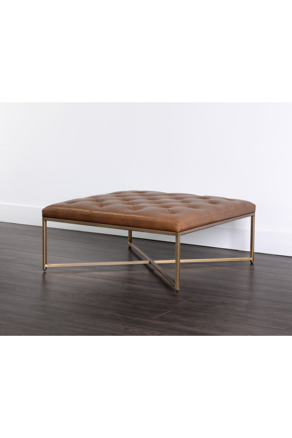 Modern European furniture - Brown Leather Button-Tufted Ottoman - www.oroa.com