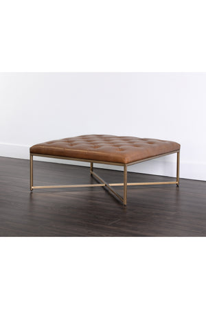 Modern European furniture - Brown Leather Button-Tufted Ottoman - www.oroa.com