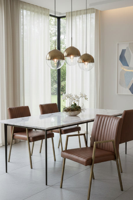Modern European furniture - Channeled Leather Look Dining Chair - www.oroa.com