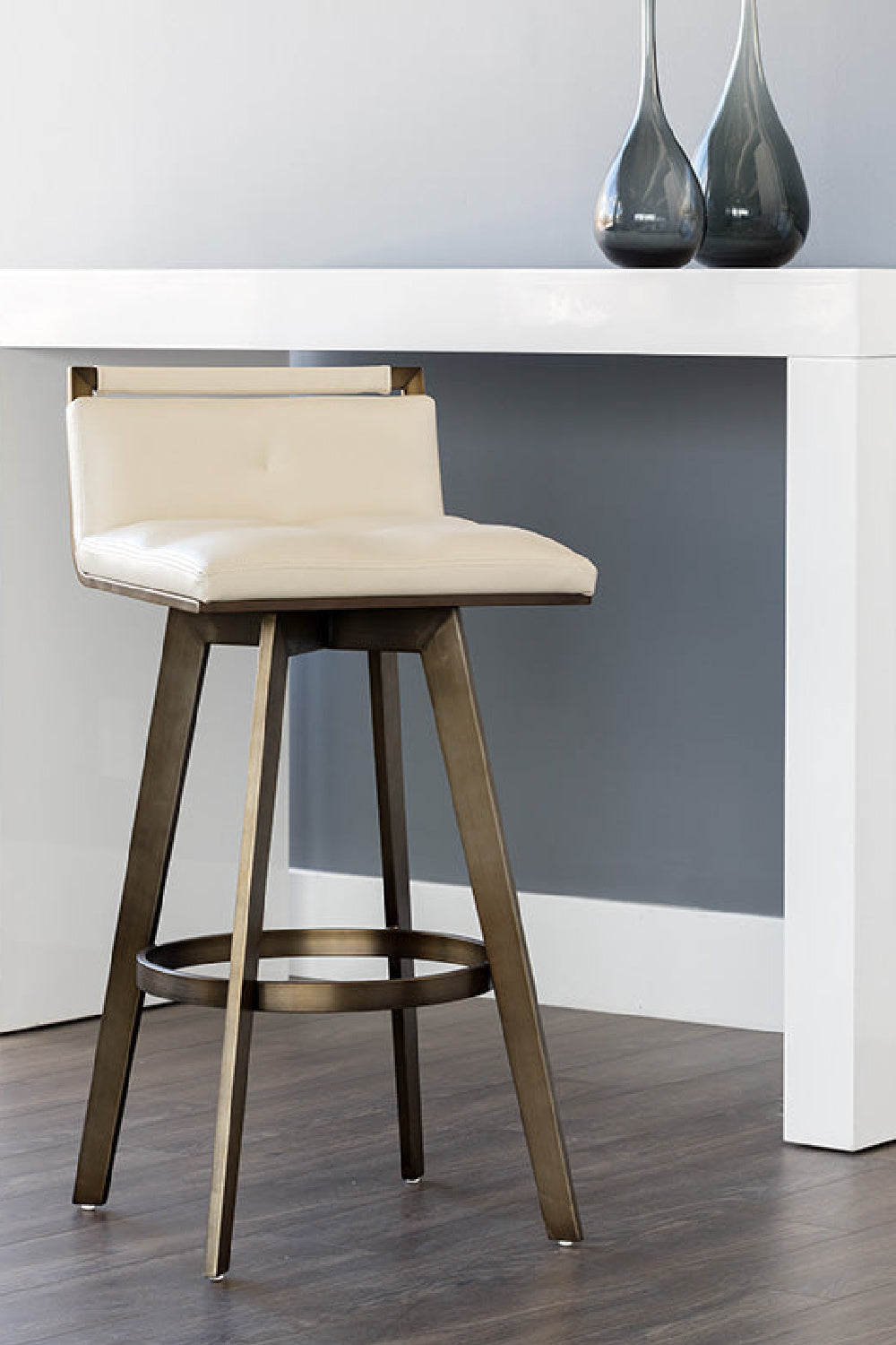 Modern European furniture - Leather-Look Swivel Bar Stool - www.oroa.com
