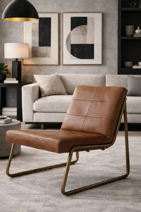 Modern European furniture - Brown Leather Lounge Chair - www.oroa.com