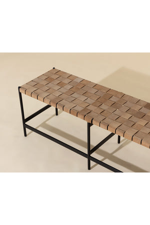 Hand-Woven Leather Bench | Splendido Omari | Oroa.com