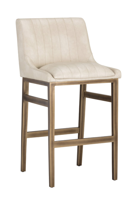 Modern European furniture - Leather-Look Vertical-Channeled Bar Stool - www.oroa.com
