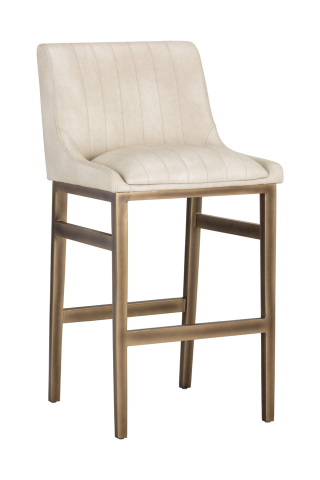 Modern European furniture - Leather-Look Vertical-Channeled Bar Stool - www.oroa.com