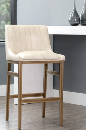 Modern European furniture - Leather-Look Vertical-Channeled Bar Stool - www.oroa.com