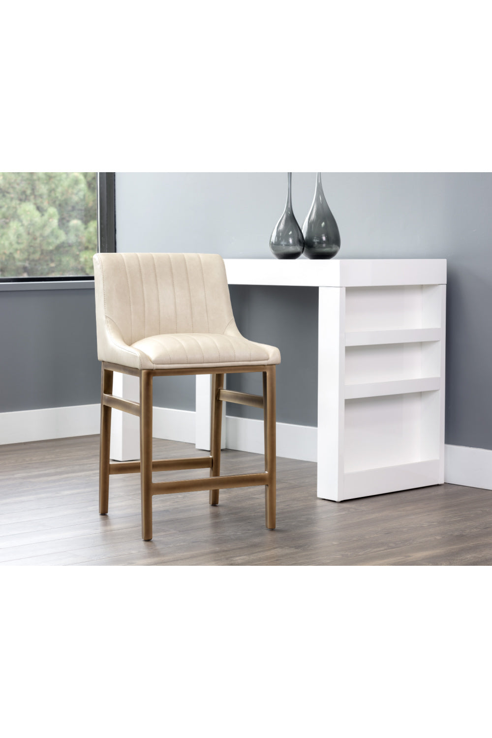 Modern European furniture - Channel-Tufted Counter Stool - www.oroa.com