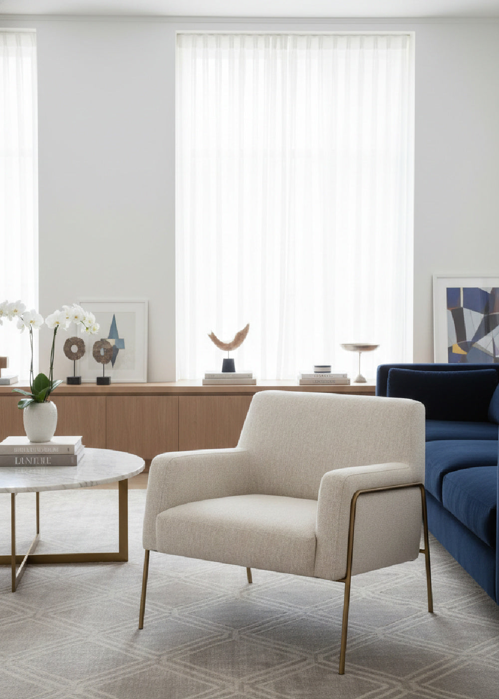 Modern European furniture - Fabric Upholstered Lounge Chair - www.oroa.com