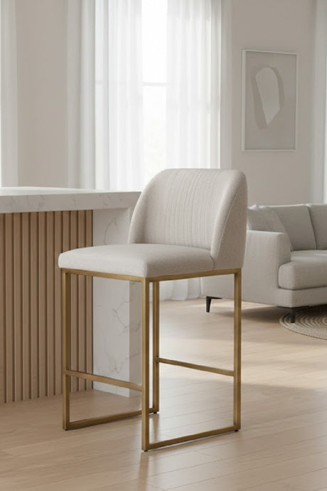Modern European furniture - Ruched-Back Fabric Counter Stool - www.oroa.com