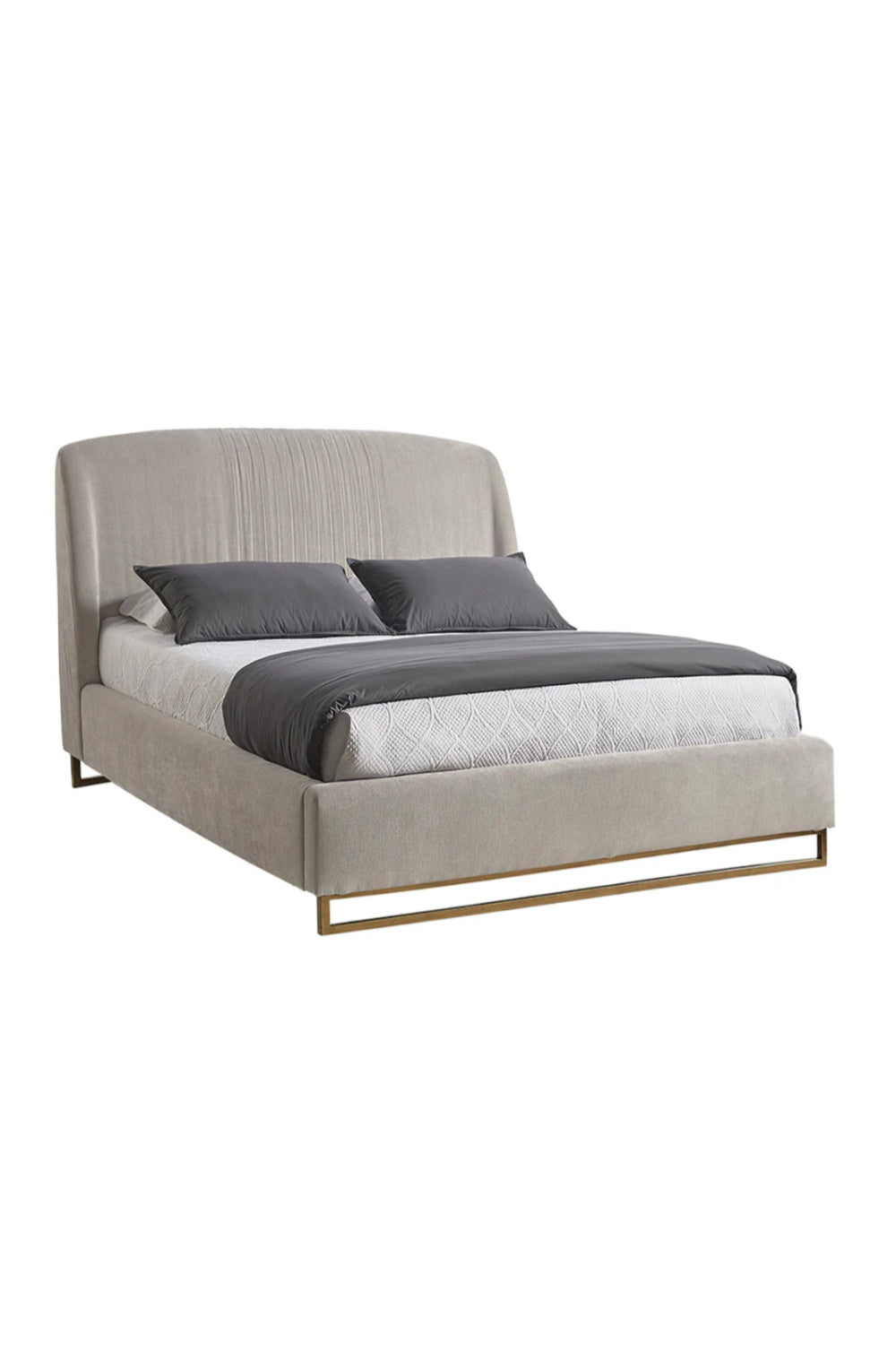 Modern European furniture - Gray Ruched Headboard Bed - www.oroa.com
