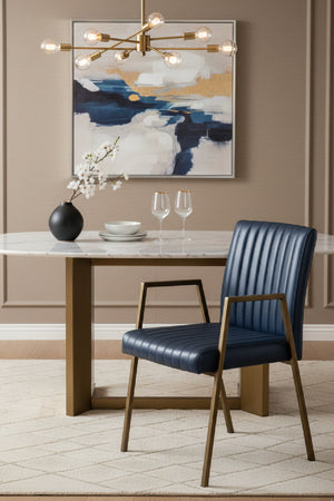 Modern European furniture - Channeled Leather Look Dining Chair - www.oroa.com
