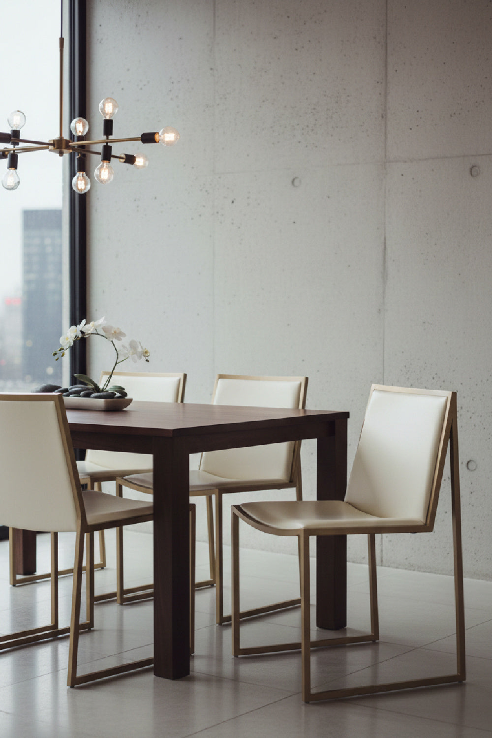Modern European furniture - Cream Leather Look Dining Chairs (2) - www.oroa.com