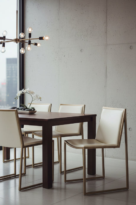 Modern European furniture - Cream Leather Look Dining Chairs (2) - www.oroa.com