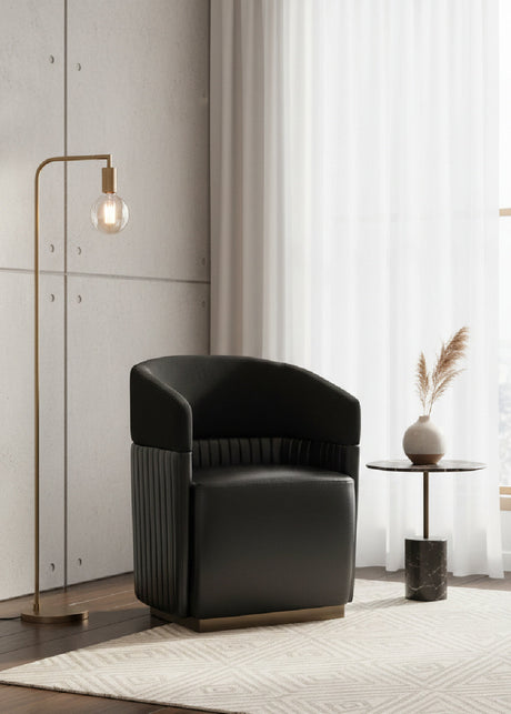 Modern European furniture - Black Leather Wheeled Lounge Chair - www.oroa.com