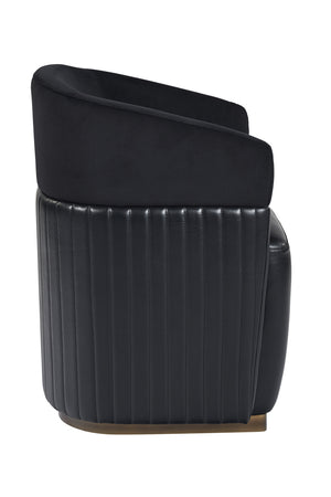 Modern European furniture - Black Leather Wheeled Lounge Chair - www.oroa.com