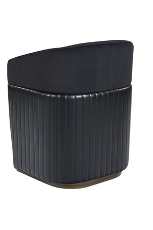 Modern European furniture - Black Leather Wheeled Lounge Chair - www.oroa.com